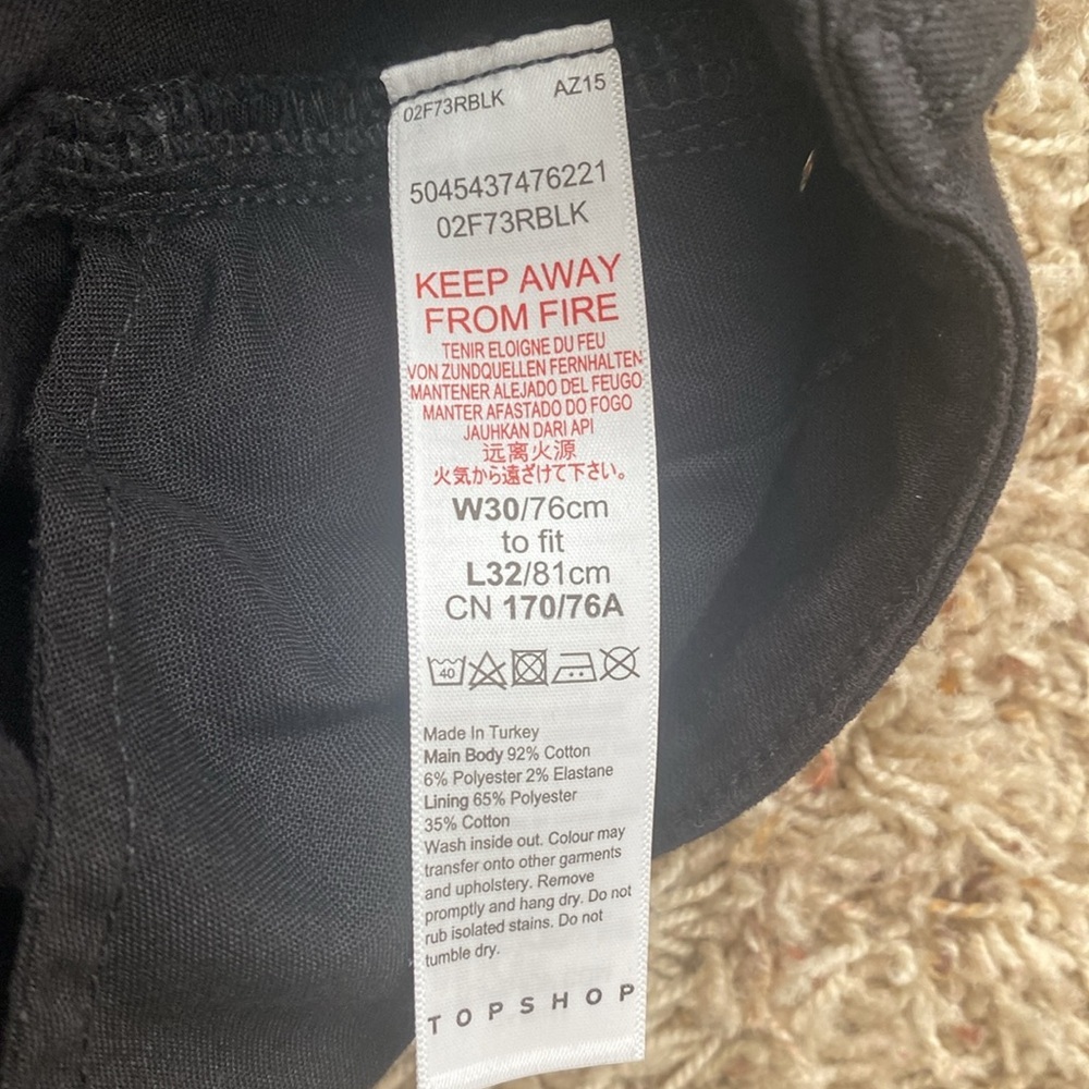 Topshop Jamie Black Denim Ripped Jeans 30”W - Picture 5 of 7